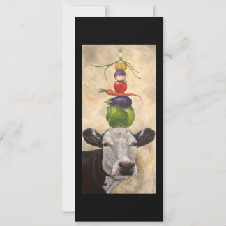 Vache avec carte à plat légume