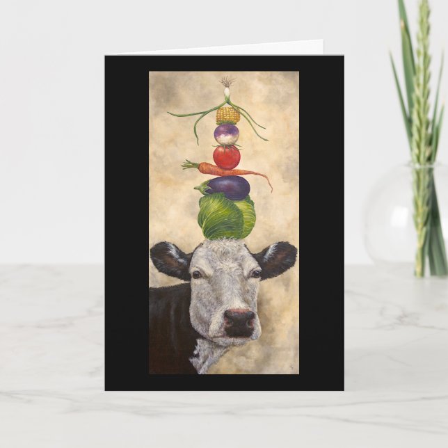 Vache avec carte de voeux légume (Devant)