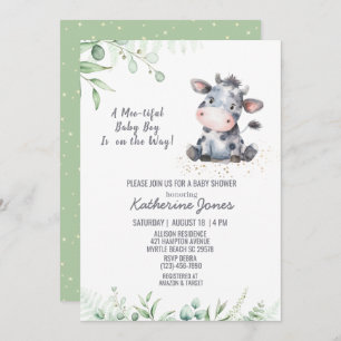 Vache Baby shower verdure Boy Farm Invitation