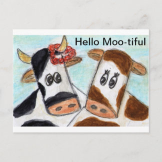 Vache Bonjour Moo-tiful Carte postale