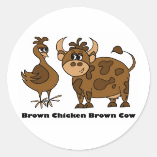 Vache Brown Brown au poulet - Sticker rond