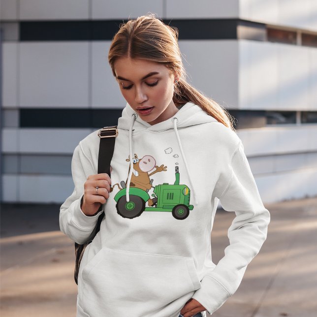 Vache conduisant un Sweat - shirt à capuche de tra (Créateur téléchargé)