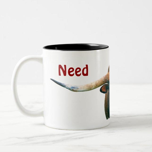 Vache Cranky - Mug Deux Tons - Besoin de café (Gauche)