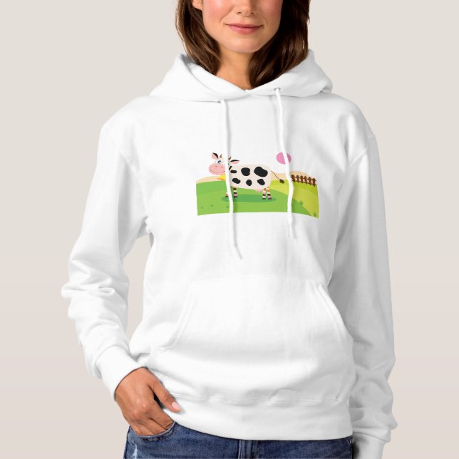 Vache Dans Un Champ Sweat - shirt à capuche Femme (Devant)