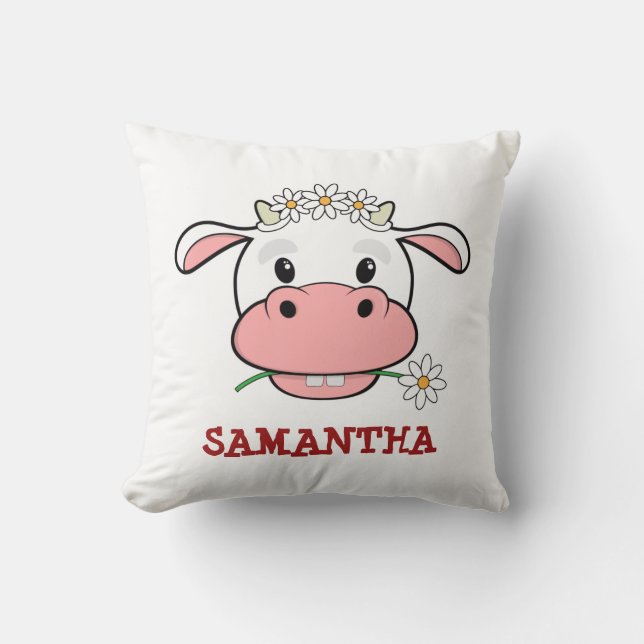 Vache de dessin animé mignonne | Coussin d'animal  (Recto)