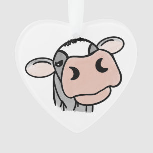vache de dessin animé noir blanc rose baiser gris