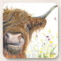 Vache des Highlands dans le dessous de verre des f