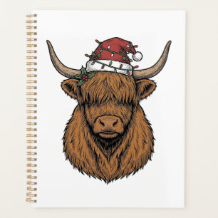 Vache des Highlands de Noël Gravure Vintage Chapea