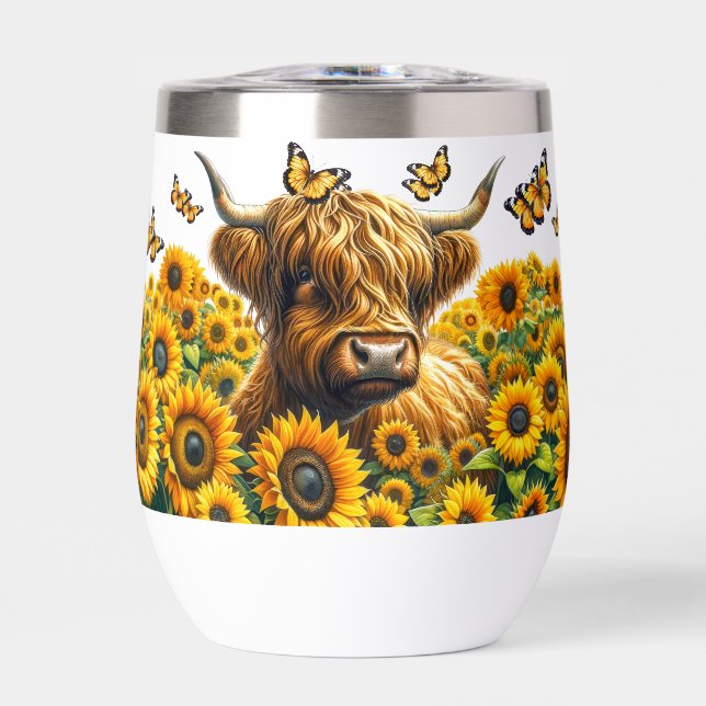 Vache des Highlands et Tournesols (Avant)