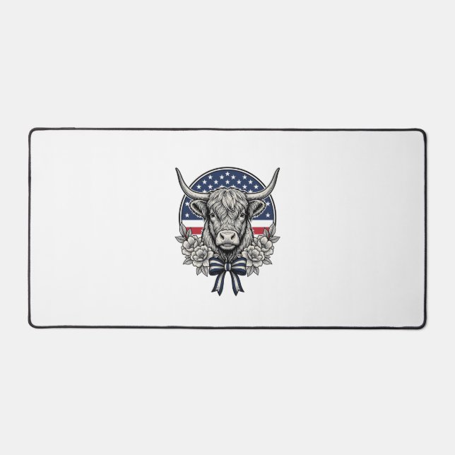 Vache des Highlands patriotique gravure vintage Ar (Recto)