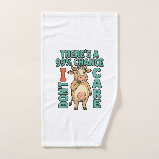 Vache drôle 99% de chance que je m'en fiche Graphi (Serviette à main)