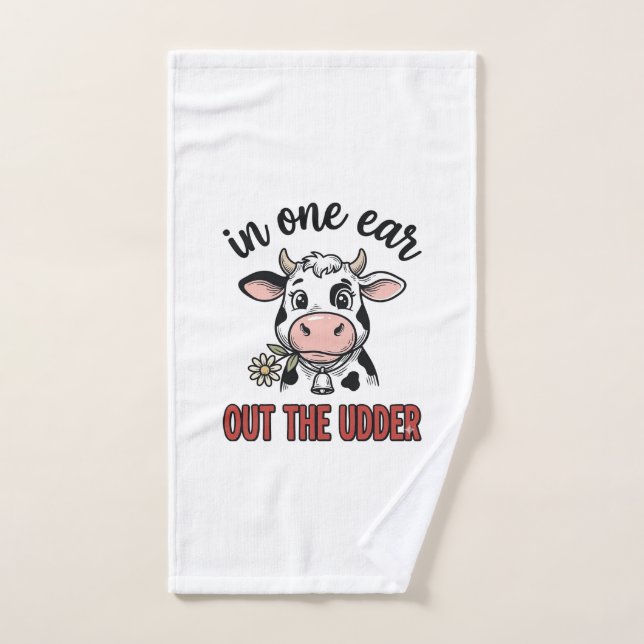 Vache drôle avec une oreille dans l'autre du tee-s (Serviette à main)