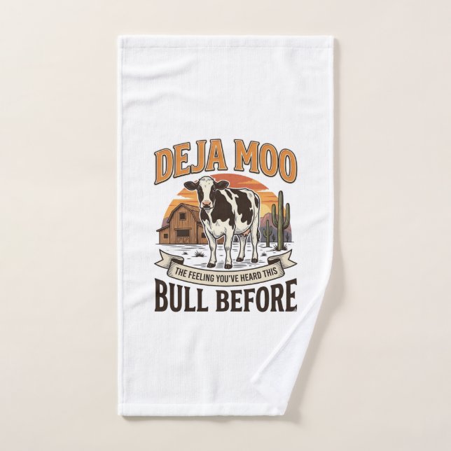 Vache drôle Deja Moo Création de chemise occidenta (Serviette à main)