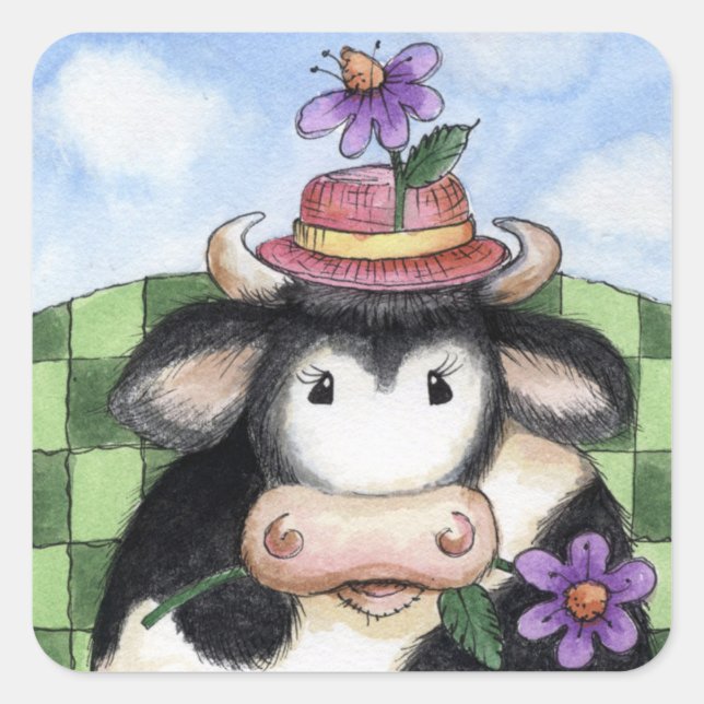 Vache en Casquette - Stickers (Devant)