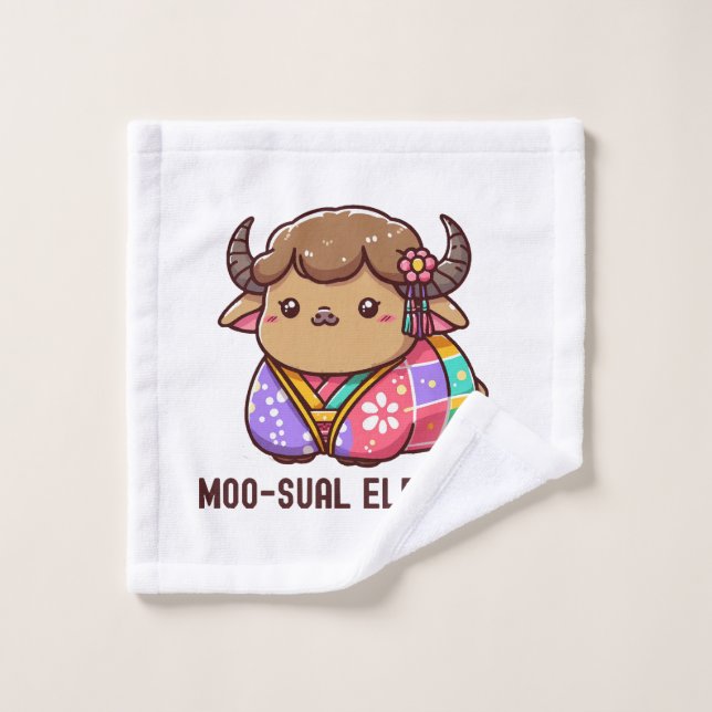 Vache en élégance en Highland (Gant de toilette)