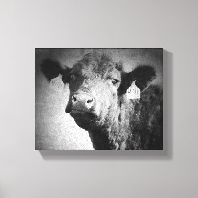Vache en toile noire et blanche Imprimer (Recto)