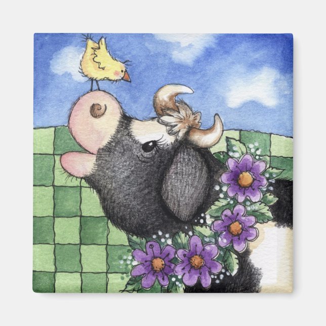 Vache et poussette - Aimant (Devant)