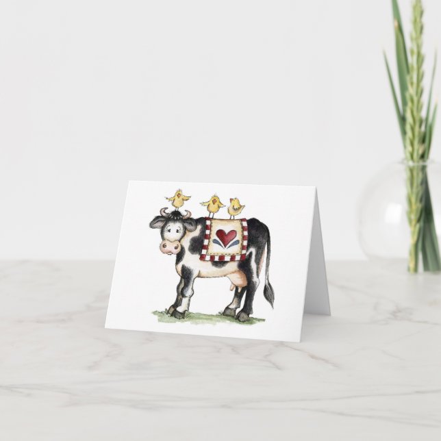 Vache et poussins - Carte de note (Devant)