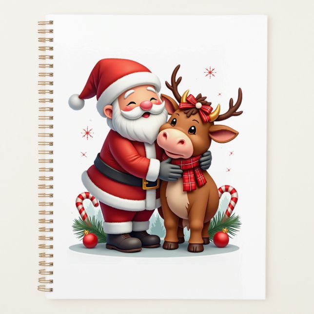 Vache Highland de Noël avec Santa écossais vintage (Devant)