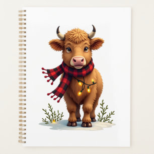 Vache Highland de Noël vintage avec carreau de Buf