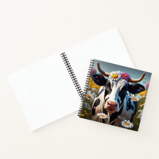 Vache Holstein avec Carnet de marguerites