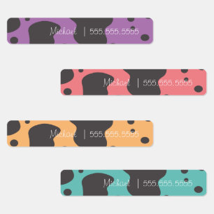 Vache Imprimé Classe Lunch Nom Numéro Étiquette