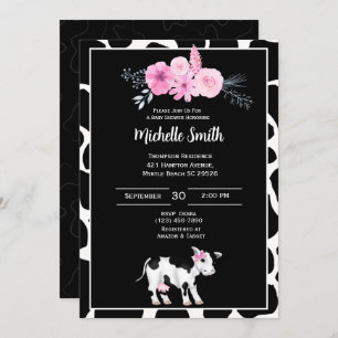 Vache Imprimer Baby Shower Invitations