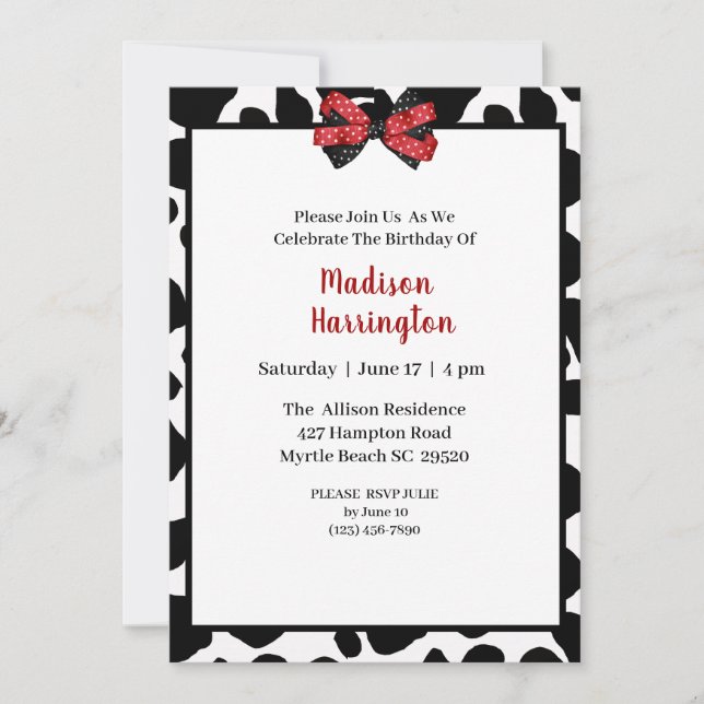 Vache Imprimer Invitation d'anniversaire (Devant)