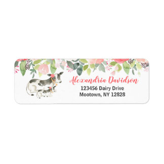 Vache laitière Floral Étiquettes de adresse sur me
