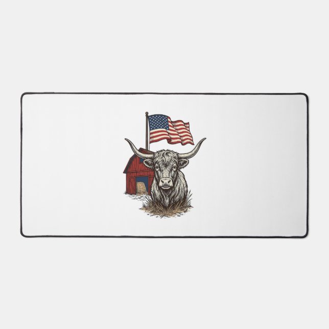 Vache Longhorn Patriotique et Conception Vectoriel (Recto)