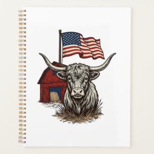 Vache Longhorn Patriotique et Conception Vectoriel