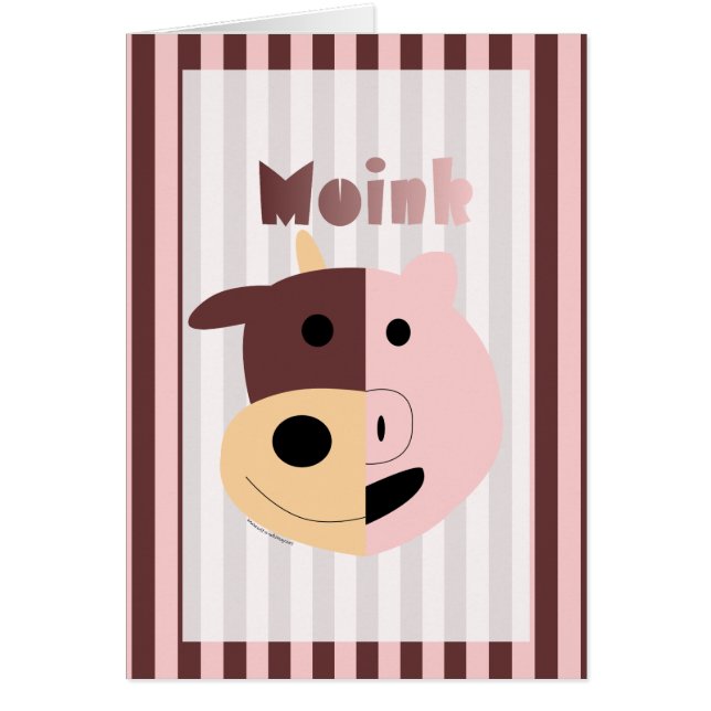 Vache mignonne à bande dessinée + porc = carte de (Devant)