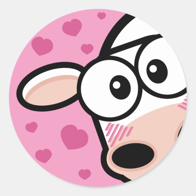Vache mignonne avec Coeurs d'amour Stickers (Devant)