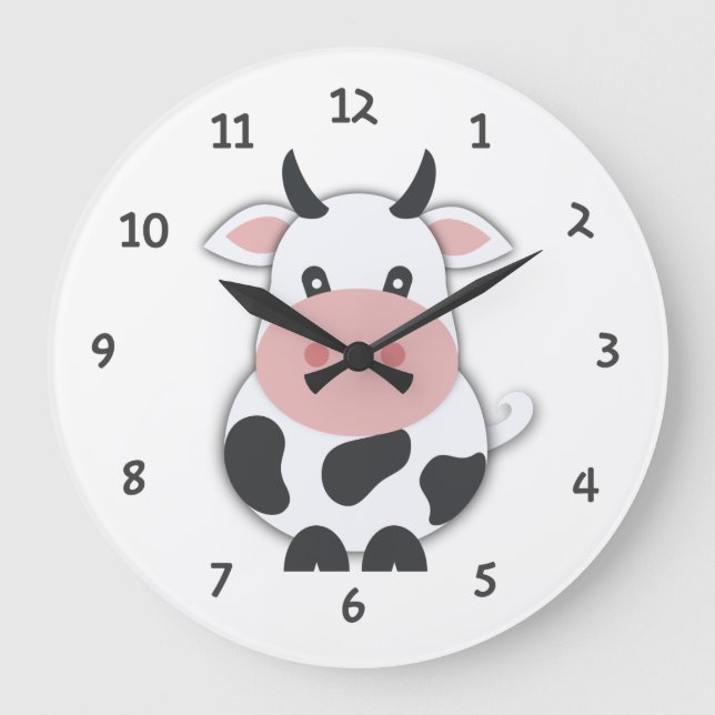 Vache mignonne avec nombre grande horloge (Recto)