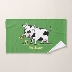 Vache mignonne en vert dessin animé sur le terrain