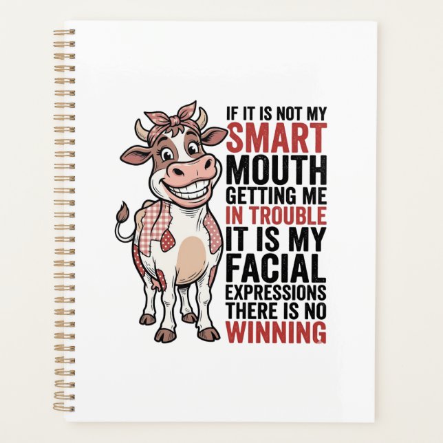 Vache mignonne insolente graphique vintage Smart M (Devant)