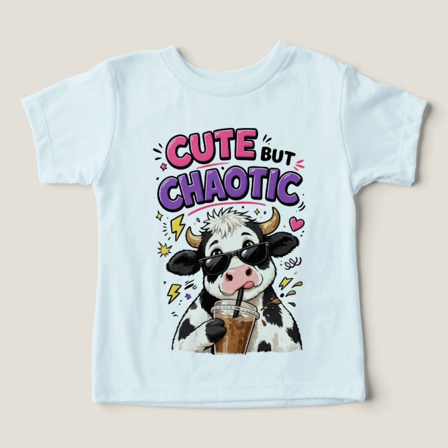 Vache mignonne mais chaotique avec café glacé (Design Recto)