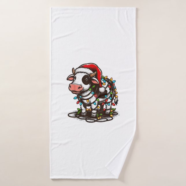 Vache mignonne Noël Enfants Adolescente Fille Garç (Serviette de bain)