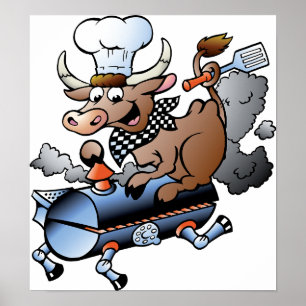 Vache Montant Une Affiche De BBQ