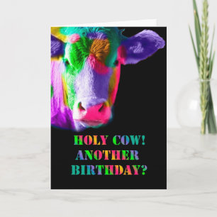 Vache multicolore Carte d'anniversaire de la vache
