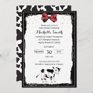 Vache neutre Imprimer Baby Douche Invitations