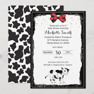 Vache neutre Imprimer Baby Douche Invitations