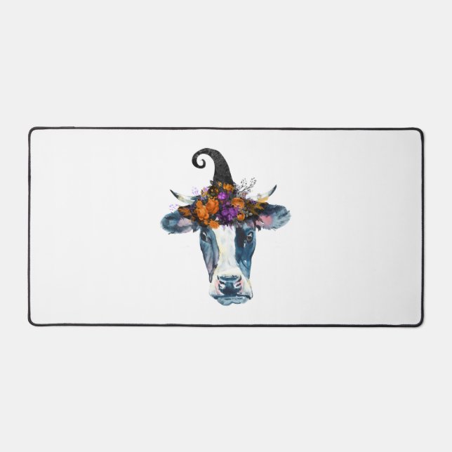 Vache noir blanc Halloween sorcière (Recto)