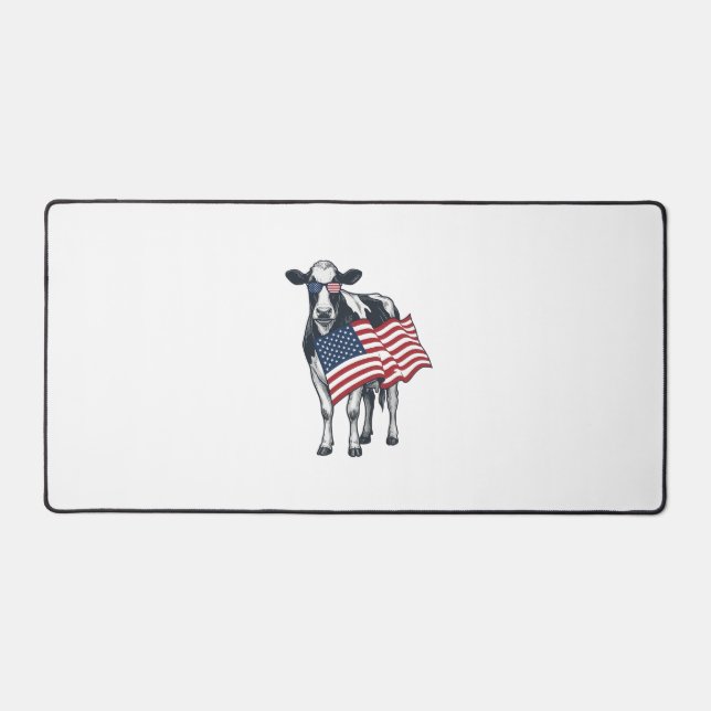 Vache patriotique Drapeau américain Gravure vintag (Recto)
