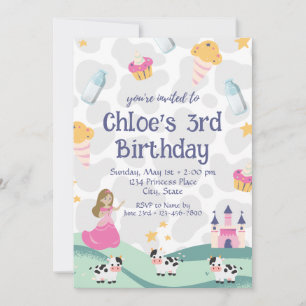 Vache princesse Invitation d'anniversaire