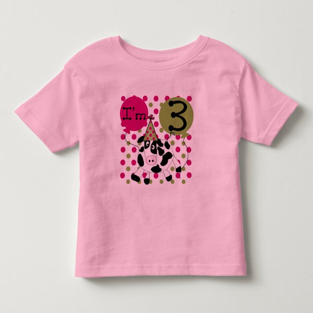 Vache rose 3e Anniversaire Tshirts et cadeaux (Devant)