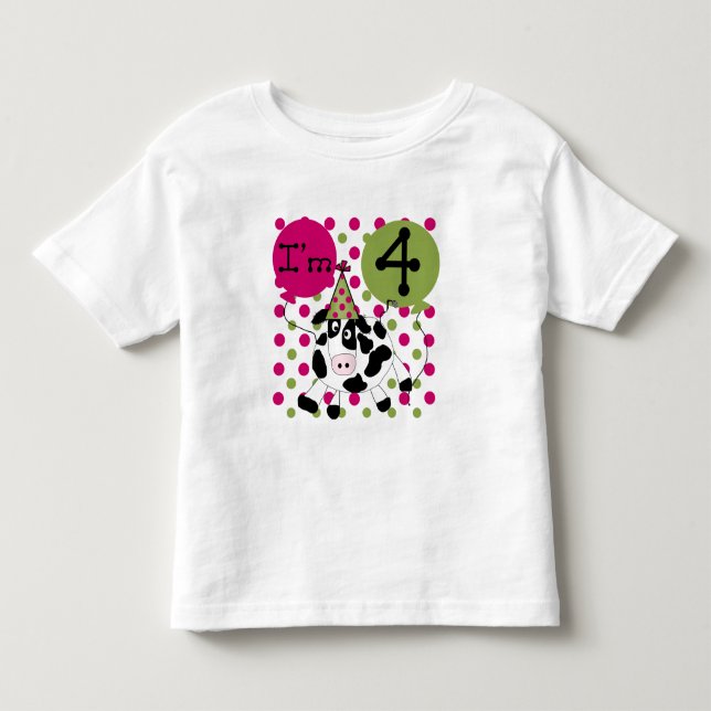 Vache rose 4e Anniversaire Tshirts et cadeaux (Devant)