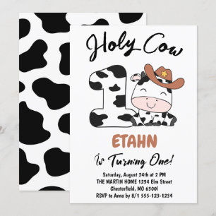 Vache sacrée, j'ai un an Invitation pour la fête d