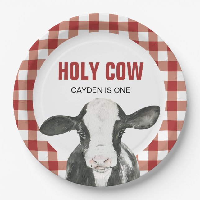 Vache sacrée, je suis un anniversaire une assiette (Devant)