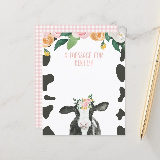 Vache sacrée rose gingham floral message de capsul (Devant/Arrière en situation)